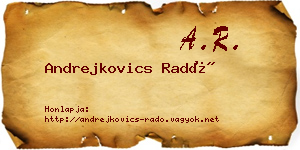 Andrejkovics Radó névjegykártya
